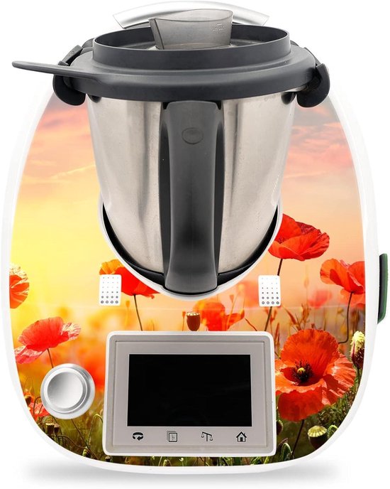 Keukenmachine Stickers - Decoratieve Folie - Keuken Decoratie - Precisie Pasvorm - 0.2mm Dikte - Klaprozen Roze van Merkloos