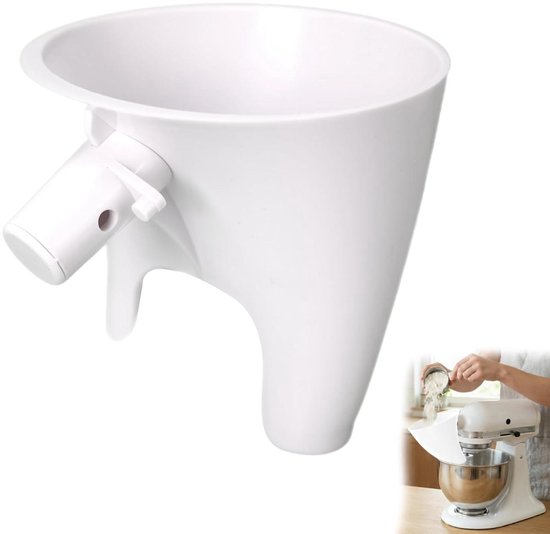 Keukenmachine Trechter - Meelreservoir Accessoire - Bakken Toevoegen - Zelfnivellerend - 4.8 Liter - Wit