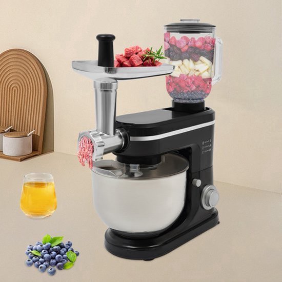 Keukenmixer - 1500 W - 6L Mengkom - Zwart - Elektrische Mixer - Voedselverwerker