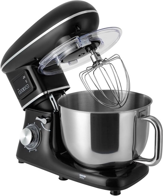 Keukenmixer 1500W - Handmixer Deegmixer - Thuis bakken - LCD display - 6.2 liter - Zwart