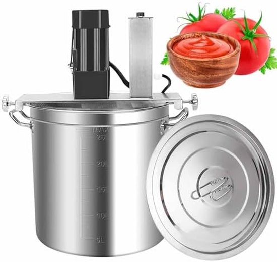 Keukenmixer Automatisch - Voedselmixer Roerbak - Grote Porties Mengen - Dubbellaags Roersysteem - 40 Liter - Zilver