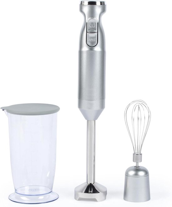 Keukenmixer Blender - 2-in-1 Apparaat - Eten Bereiden - Variabele Snelheden - 700ml Beker - Zilver