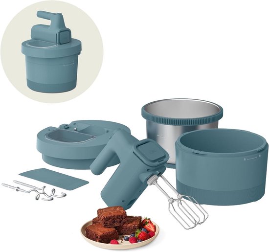 Keukenmixer Blender - Elektrisch Keukenhulpje - Bakken en Mixen - 2-in-1 Functionaliteit - 3.5 Liter Kom - Blauwgroen