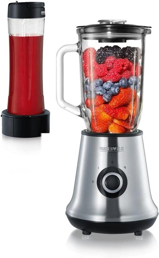 Keukenmixer Blender - Smoothie Maker - Gezonde Dranken Maken - 2-in-1 Functionaliteit - 1 Liter - Zwart Zilver