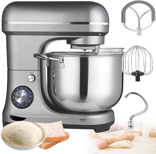 Keukenmixer - Deegmixer Standmixer - Bakken En Koken - Krachtige Koperen Motor - 10 Liter Kom - Zilver