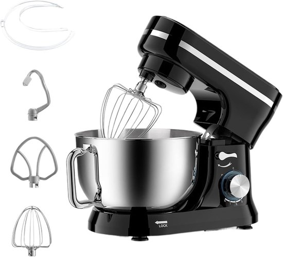 Keukenmixer - Huishoudelijke Mixer - Bakken en Koken - Kantelbare Kop - 4 Liter Kom - Zwart