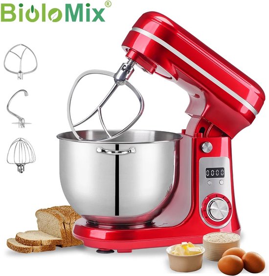 Keukenmixer - Keukenmachine - Keukenmixer met Mengkom - Keukenmixers - Deegmachine - Kneedmachine - Rood van Merkloos