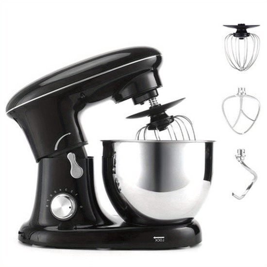 Keukenmixer – Mengmachine – Bakmixer – Deegkneder – Standmixer – 1400W Krachtige Motor – 4,5 Liter RVS Mengkom – Zwart