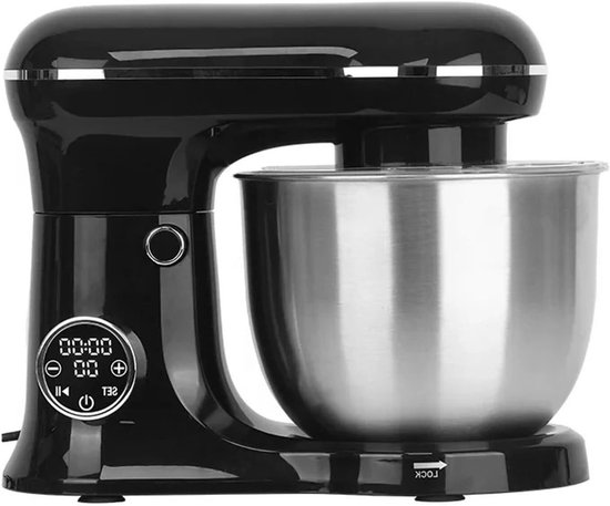 Keukenmixer - Voedselmixer Chef - Bakken en Koken - Kantelkopontwerp - 5.5L Kom - Zwart met LCD