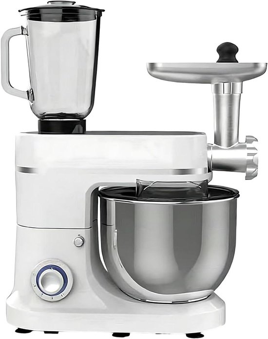 Keukenrobot - Keukenmachine mixer - Bakken en koken - 3-in-1 multifunctioneel - 10L kom - Wit
