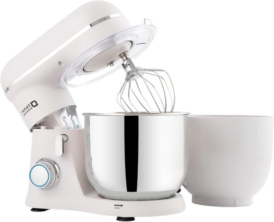 Keukenrobot met Dubbele Kom - Mixer Keukenmachine - Bakken en Koken - Praktisch Dubbel Komontwerp - 35 Liter - Wit