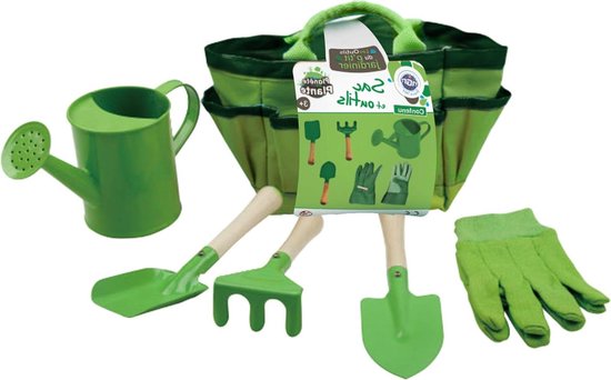 Kinder tuinset 6-delig voor kinderen in de tuin - Tuingereedschap Metaal Natuur Plant Bloemen Schep Hark Gieter Handschoen Kinderspel - Vanaf 3 jaar kinder tuinset van Relaxdays