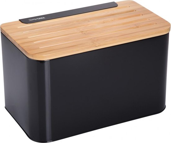 Kinghoff 1071 - Broodtrommel - snijplank - Zwart - Staal van Kinghoff