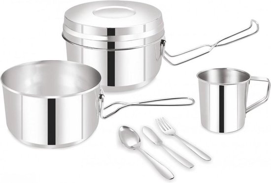 Kinghoff 1374 - Camping set 7 delig  - RVS van Kinghoff