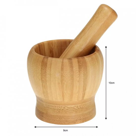 Kinghoff - Bamboe Vijzel - 9 cm - Ergonomisch Ontwerp - Natuurlijke Bambus van Merkloos