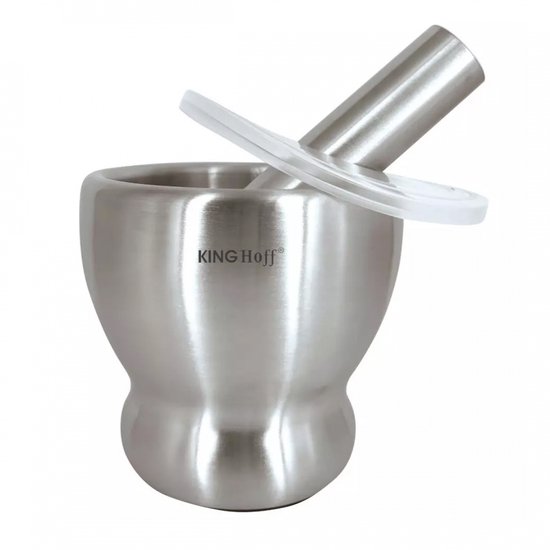 Kinghoff KH-1661 - Roestvrijstalen Vijzel - Satijn Afwerking - Antislipbasis - Met Deksel van Merkloos