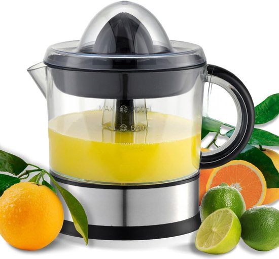 KIRA® Sapcentrifuge - 700ml Capaciteit - Elektrische Citruspers - Master Juicer - Zwart en Zilver - 15cm x 15cm x 21cm