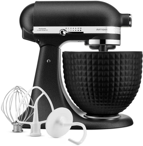 Kitchenaid Artisan 5KSM156CXEBK - Keukenmachine - 4,7L - Vulkaanzwart - 3 Menghaken
