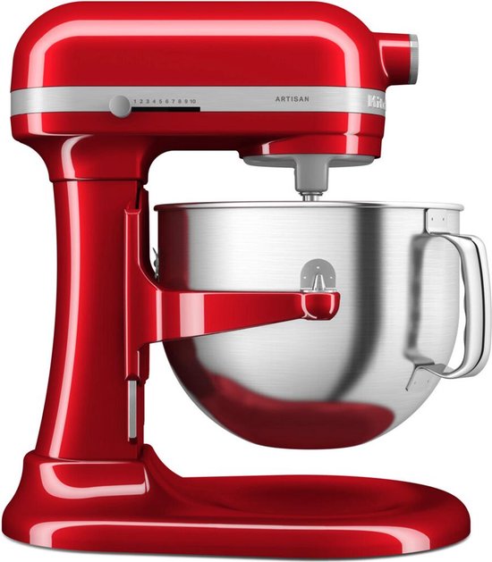 KitchenAid Artisan Standmixer met in Hoogte Verstelbare Kom - Krachtig, stil, 11 snelheden, roestvrijstalen accessoires en capaciteit van 6,6L - Appelrood van KitchenAid