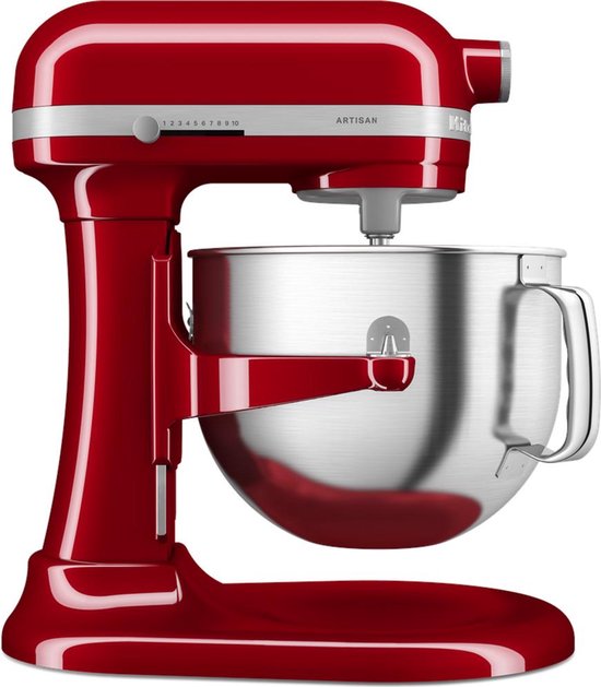 KitchenAid Artisan Standmixer met in Hoogte Verstelbare Kom - Krachtig, stil, 11 snelheden, roestvrijstalen accessoires en capaciteit van 6,6L - Keizerrood van KitchenAid