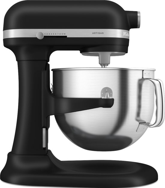 KitchenAid Artisan Standmixer met in Hoogte Verstelbare Kom - Krachtig, stil, 11 snelheden, roestvrijstalen accessoires en capaciteit van 6,6L - Matzwart van KitchenAid