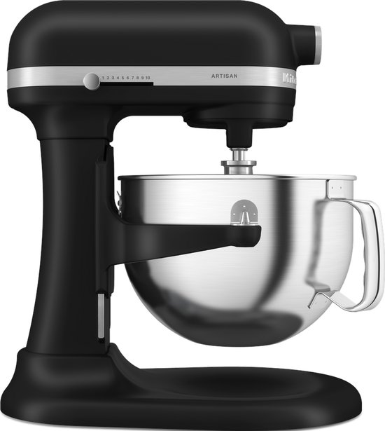 KitchenAid keukenmachine - Artisan - In hoogte verstelbare kom - 375 W - 11 snelheden - 3 RVS accessoires - 5,6L - Matzwart van Merkloos