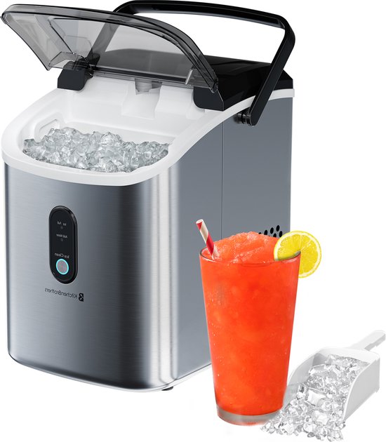 KitchenBrothers - 1.1L - Nugget IJsblokjesmachine - 15kg/24 uur - Crushed Ice Maker met IJsschep - IJsblokjesmaker - Draagbaar - RVS van Merkloos