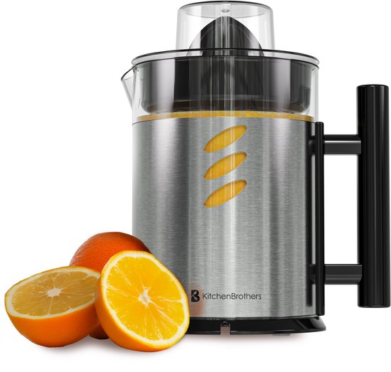KitchenBrothers Citruspers - 1L - Handmatig - Sinaasappelpers en Citroenpers - Met Uitloop en Handvat - RVS van Merkloos