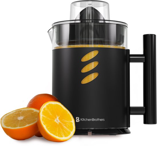 KitchenBrothers Citruspers - 1L - Handmatig - Sinaasappelpers en Citroenpers - Met Uitloop en Handvat - Zwart van Merkloos