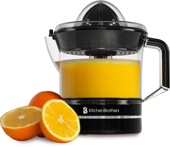 KitchenBrothers Citruspers - Handmatig - Sinaasappelpers en Citroenpers - Compact - 0.7L - Zwart