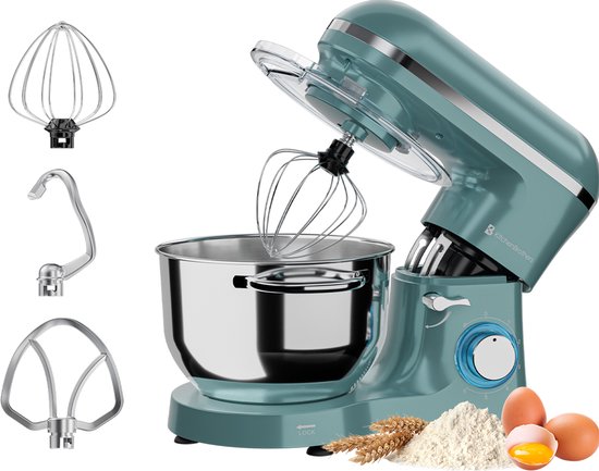KitchenBrothers Keukenmachine - Keukenrobot - 6,2L - Mixer met Mengkom - Keukenmixer - 2000W - Pastel Groen van KitchenBrothers