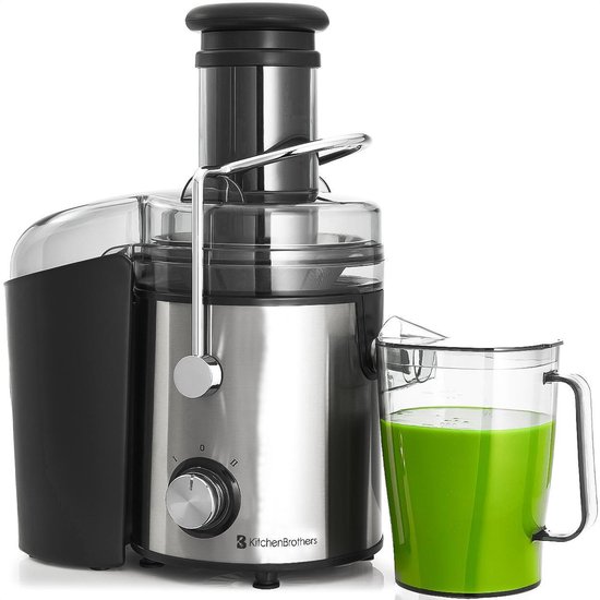 KitchenBrothers Sapcentrifuge - Voor Groenten en Fruit - Juicer - Met Pulpcontainer - 1100ml - 800W - Zwart van KitchenBrothers