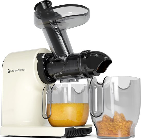 KitchenBrothers Slowjuicer - Compact - Juicer - Groenten en Fruitpers - 45 mm - 750 ml - Champagne van KitchenBrothers