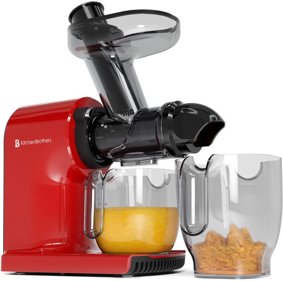 KitchenBrothers Slowjuicer - Compact - Juicer - Groenten en Fruitpers - 45 mm - 750 ml - Rood van KitchenBrothers