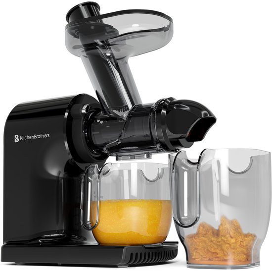 KitchenBrothers Slowjuicer - Compact - Juicer - Groenten en Fruitpers - 45 mm - 750 ml - Zwart van KitchenBrothers