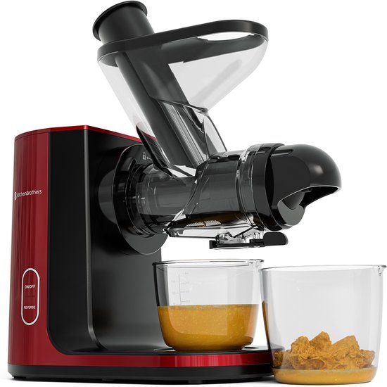 KitchenBrothers Slowjuicer - Juicer - Groenten en Fruitpers - 43 mm en 60 mm invoer - 400 ml - Rood van KitchenBrothers