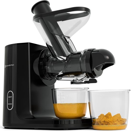 KitchenBrothers Slowjuicer - Juicer - Groenten en Fruitpers - 43 mm en 60 mm invoer - 400 ml - Zwart van KitchenBrothers
