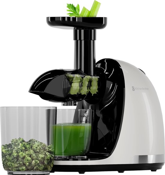 KitchenBrothers Slowjuicer - Juicer - Groenten en Fruitpers - 700ml - Met Pulpreservoir - Juice Maker - Parelwit van KitchenBrothers
