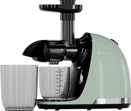 KitchenBrothers Slowjuicer - Juicer - Groenten en Fruitpers - 700ml - Met Pulpreservoir - Juice Maker - Pastel Groen van KitchenBrothers