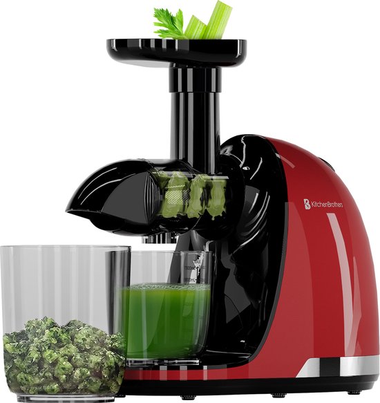 KitchenBrothers Slowjuicer - Juicer - Groenten en Fruitpers - 700ml - Met Pulpreservoir - Juice Maker - Rood van KitchenBrothers