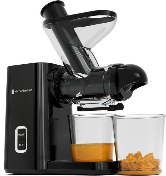 KitchenBrothers Slowjuicer - Mini Juicer - Groenten en Fruitpers - 40 mm en 50 mm invoer - 400 ml - Zwart van KitchenBrothers