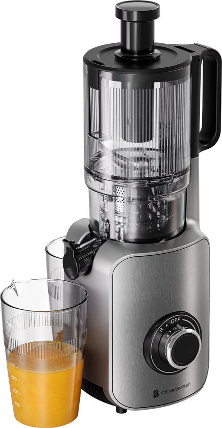 KitchenBrothers Slowjuicer - Verticaal - Juicer - Groenten en Fruitpers - 126 mm - 750 ml - Grijs van KitchenBrothers