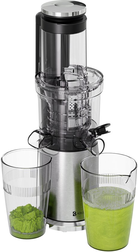 KitchenBrothers Slowjuicer - Verticaal - Juicer - Groenten en Fruitpers - 80 mm - 750 ml - Grijs van KitchenBrothers