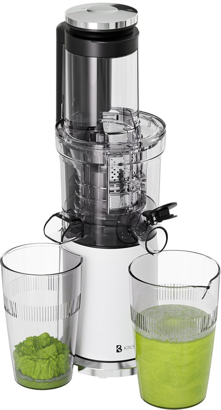 KitchenBrothers Slowjuicer - Verticaal - Juicer - Groenten en Fruitpers - 80 mm - 750 ml - Pearl White / Wit van KitchenBrothers