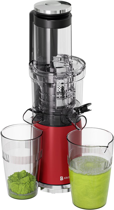 KitchenBrothers Slowjuicer - Verticaal - Juicer - Groenten en Fruitpers - 80 mm - 750 ml - Rood van KitchenBrothers