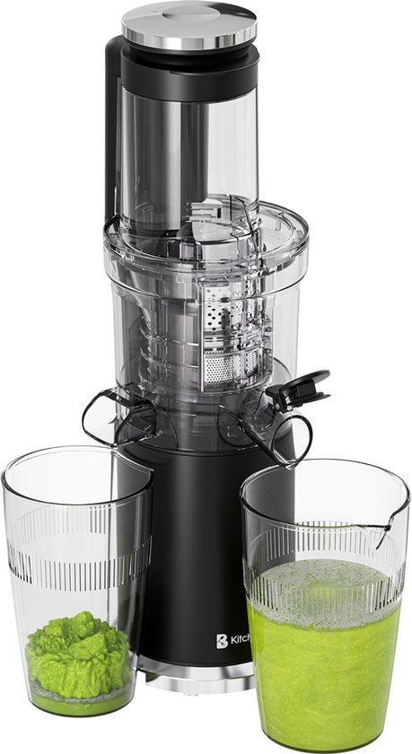 KitchenBrothers Slowjuicer - Verticaal - Juicer - Groenten en Fruitpers - 80 mm - 750 ml - Zwart van KitchenBrothers