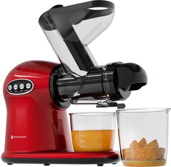 KitchenBrothers Slowjuicer XL - Juicer - Groenten en Fruitpers - 43 mm en 70 mm invoer - 500 ml - Rood van KitchenBrothers