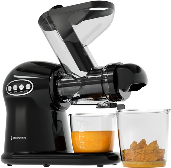 KitchenBrothers Slowjuicer XL - Juicer - Groenten en Fruitpers - 43 mm en 70 mm invoer - 500 ml - Zwart van KitchenBrothers