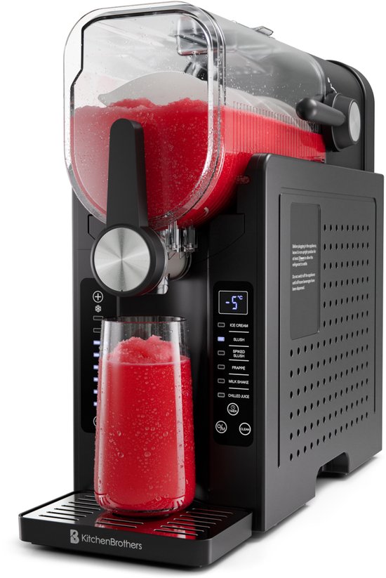 KitchenBrothers Slush Puppy Maker - 1,6L - 6 Standen - BPA-vrij - Slushi Machine - Ijsmachine - Zwart van KitchenBrothers