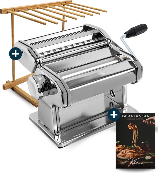 Kitchenz® Pastamachine - Pastamaker met Pasta Droogrek - Pasta Starterset - Pasta Roller voor: Ravioli , Spaghetti , Lasagne , etc. - Incl. Receptenboek van Kitchenz®
